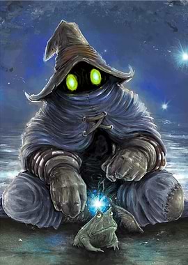 Wizard with Frog and Magic Orb