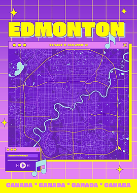 Edmonton Map Art Retro Style