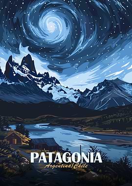 Patagonia Landscape with Mountains and Sky