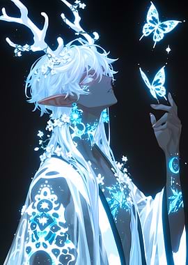 Glowing Elf with Butterflies