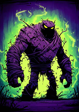 Purple Monster with Glowing Eyes