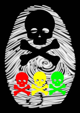 Fingerprint Skull and Crossbones Art