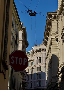 City street with stop sign