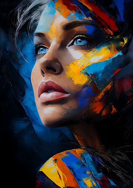 Abstract Portrait of a Woman in painting scratch