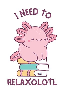 Cute Axolotl on Books - Relaxolotl