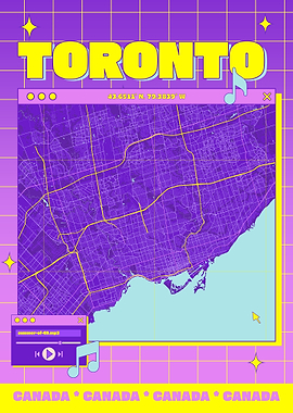Toronto Map Retro Aesthetic