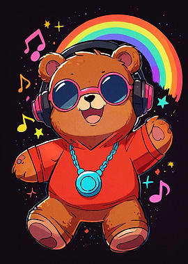 Bear Headphones Rainbow