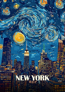New York City Starry Night Art