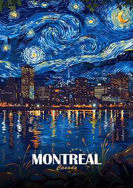 Montreal Canada Starry Night Art