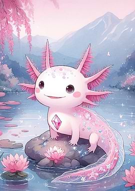 Cute Axolotl Dreamy Landscape