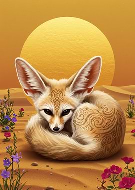 Fennec Fox in Desert Landscape