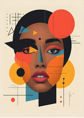 Abstract Portrait with Geometric Shapes