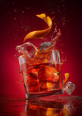 Negroni Cocktail with Orange Peel