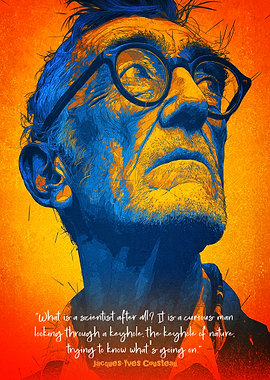 Jacques-Yves Cousteau Portrait with Quote