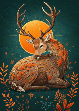 Autumn Deer Illustration