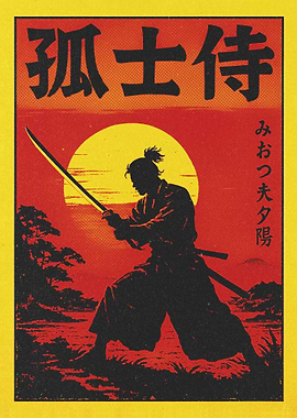 Samurai silhouette blood sunset
