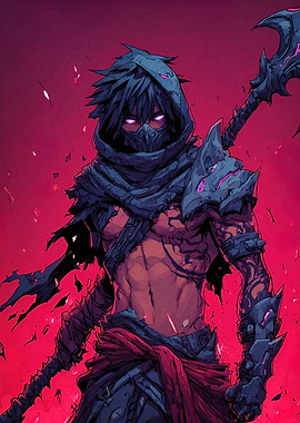 Hooded Warrior with Glowing Eyes