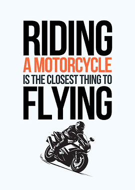 Riding a Motorcycle Quote Wall Art