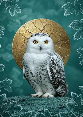 Snowy Owl with Golden Halo