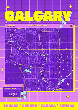 Calgary Map Retro Aesthetic