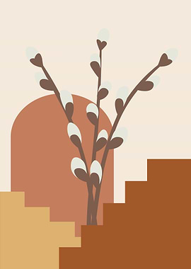 Minimalist Pussy Willow Illustration