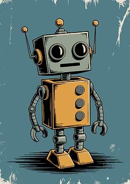 Retro Cartoon Robot Illustration