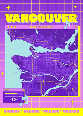 Vancouver Map Retro Aesthetic