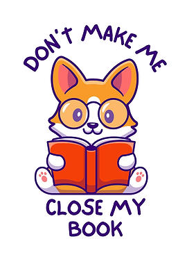 Cute Dog Reading Book Cartoon