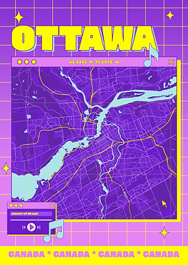Ottawa Map Art Retro Style