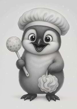 Penguin Chef with Lollipop and Loofah
