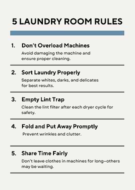 Laundry Room Rules List
