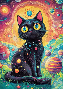 Cosmic Cat Colorful Universe