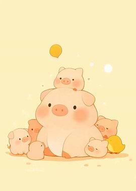 Cute Piglets Cartoon Illustration