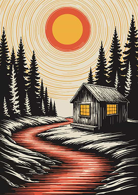 Cabin in the Woods Illustration