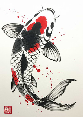 Koi Fish Ink Painting