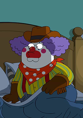 Pody the Clown in Bed