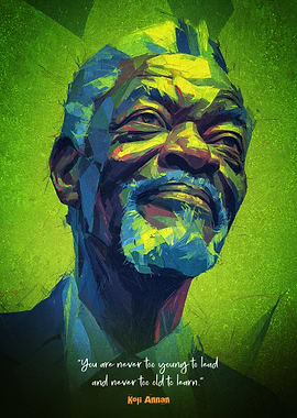 Kofi Annan Portrait with Quote