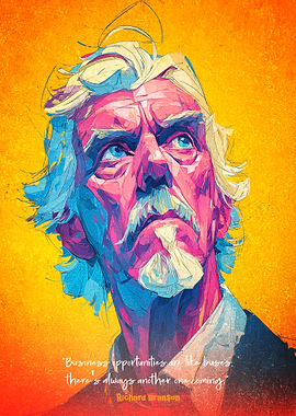 Richard Branson Portrait with Quote