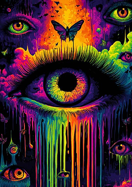 Psychedelic Eyes and Butterfly Art
