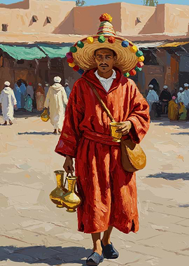 Moroccan Water Seller Painting