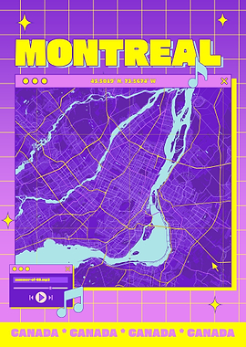 Montreal Map Retro Style