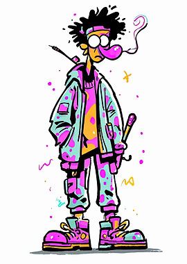 Cartoon Character with Colorful Outfit