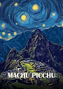 Machu Picchu, Peru, Starry Night Style