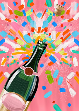 Celebration Champagne Bottle with Confetti