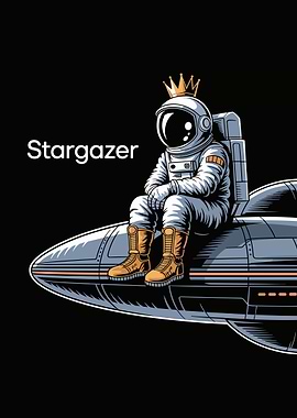 Astronaut with Crown on Spaceship