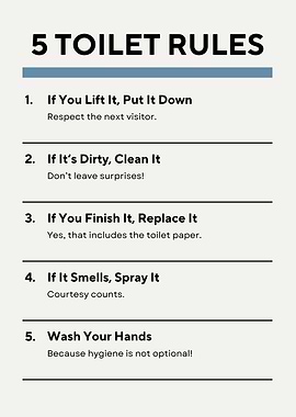 5 Toilet Rules Poster
