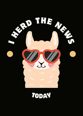 Llama with Heart Sunglasses