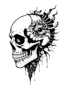 Steampunk Skull with Mechanical Eye