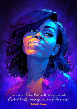 Michelle Obama Portrait with Quote