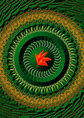 Green and Orange Abstract Mandala